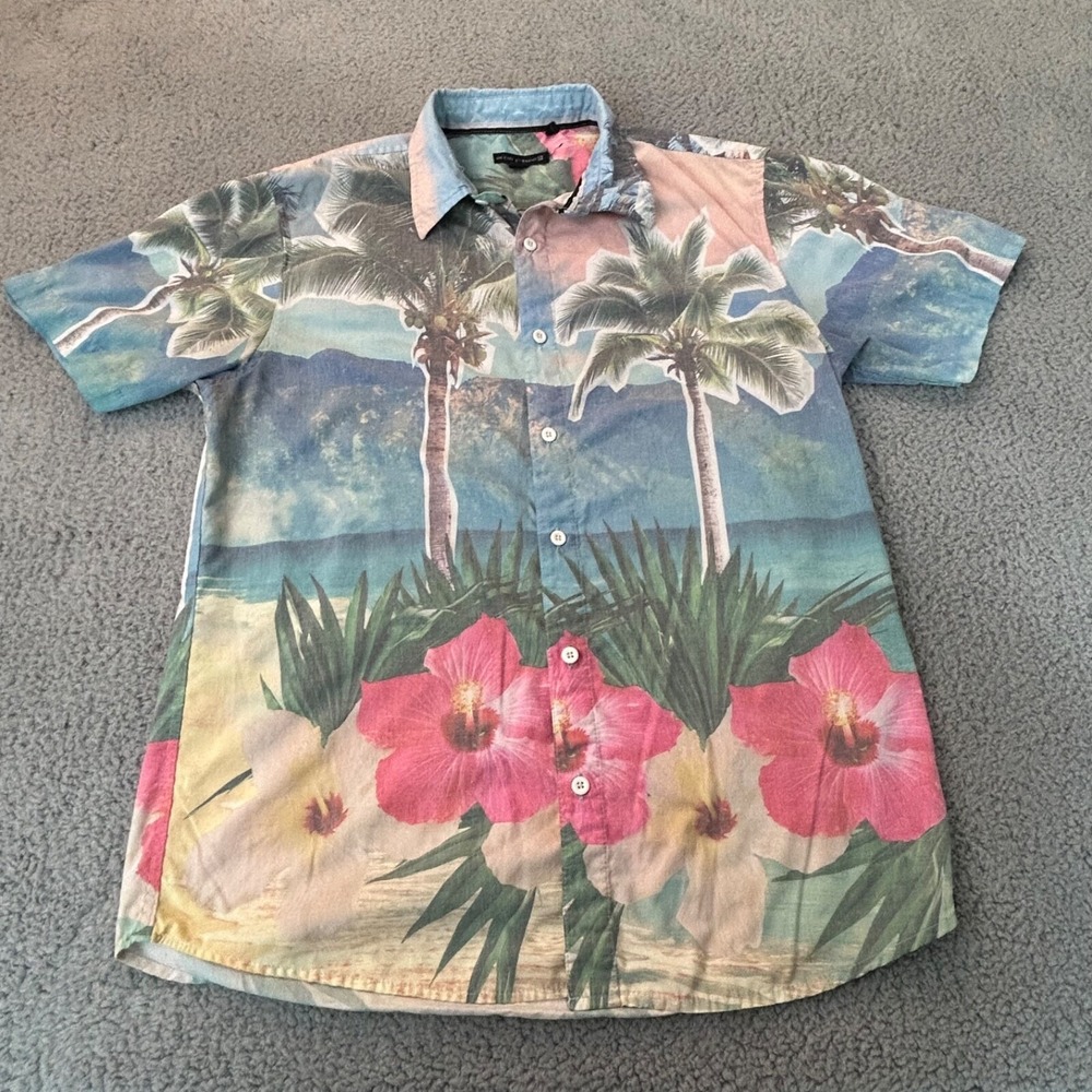 Ocean Current Men's Shirt Medium Multicolor Sunset Tropical Hawaiian